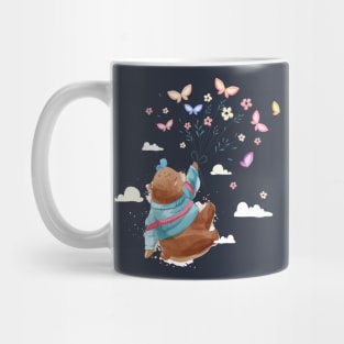 bear flying with butterflies Mug